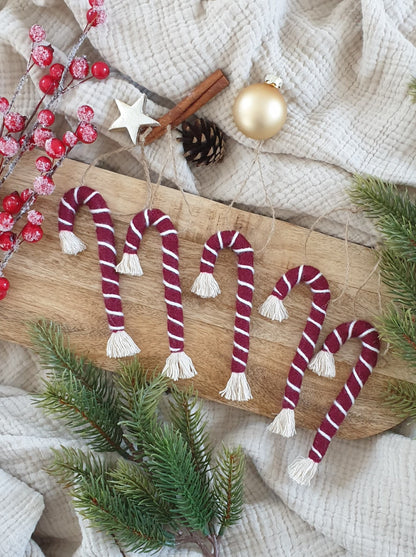 Makramee Zuckerstange Baumschmuck Anhänger 2er Set