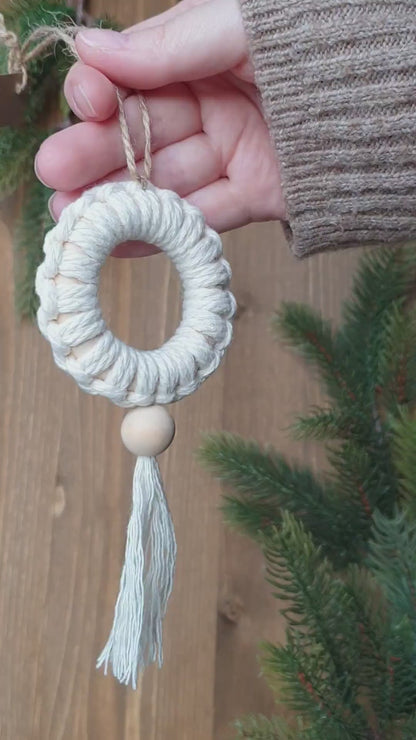 Makramee Christbaumanhänger mit Tassel 2tlg.